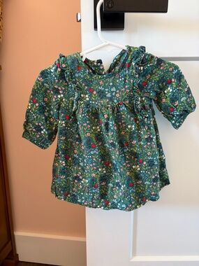 Green Floral Ruffle Blouse for Kids